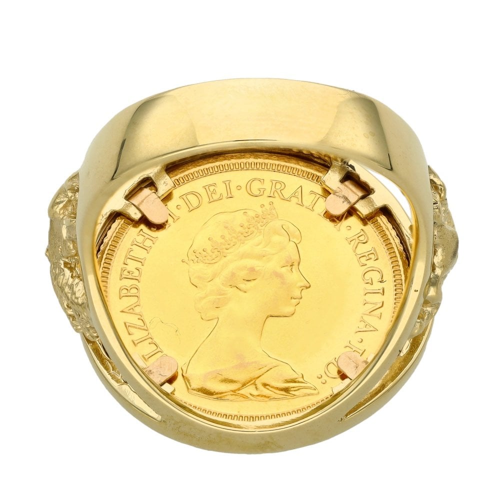 1979 Yellow Gold Full Sovereign Coin Ring - 15.8g - Size X