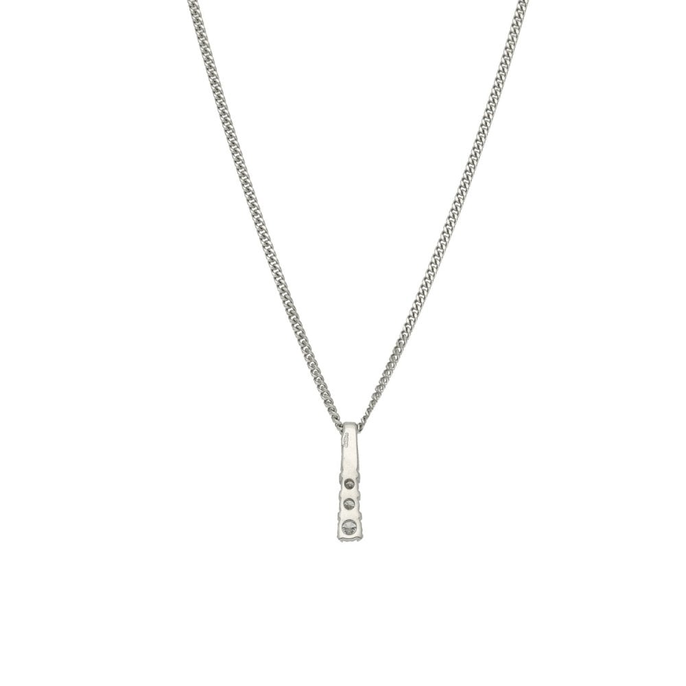 9ct White Gold Diamond Pendant & Chain - 16" - 0.15ct