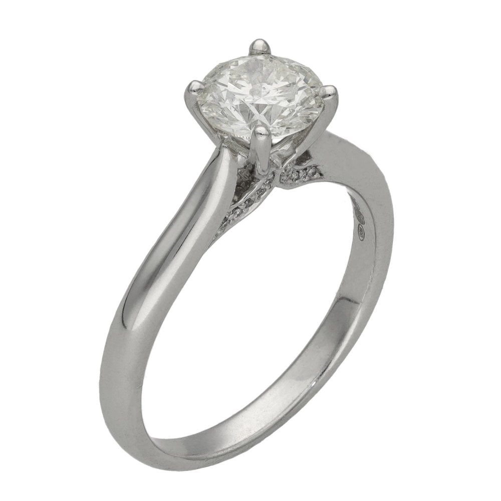 Ladies 18ct White Gold 1.14ct Diamond Solitaire Engagement Ring