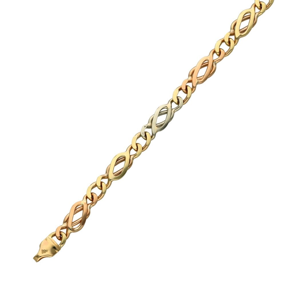 Ladies 9ct Multi-Tone Gold Fancy Bracelet - 7.5" - 8.0g