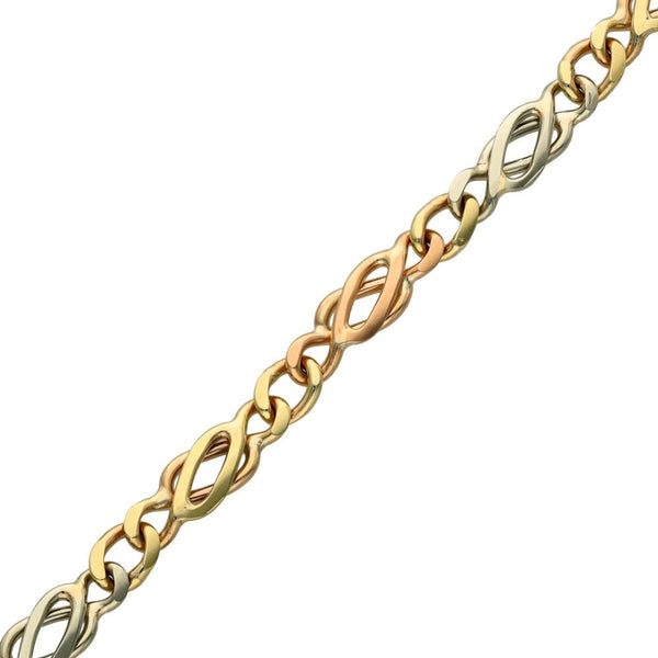 Ladies 9ct Multi-Tone Gold Fancy Bracelet - 7.5" - 8.0g