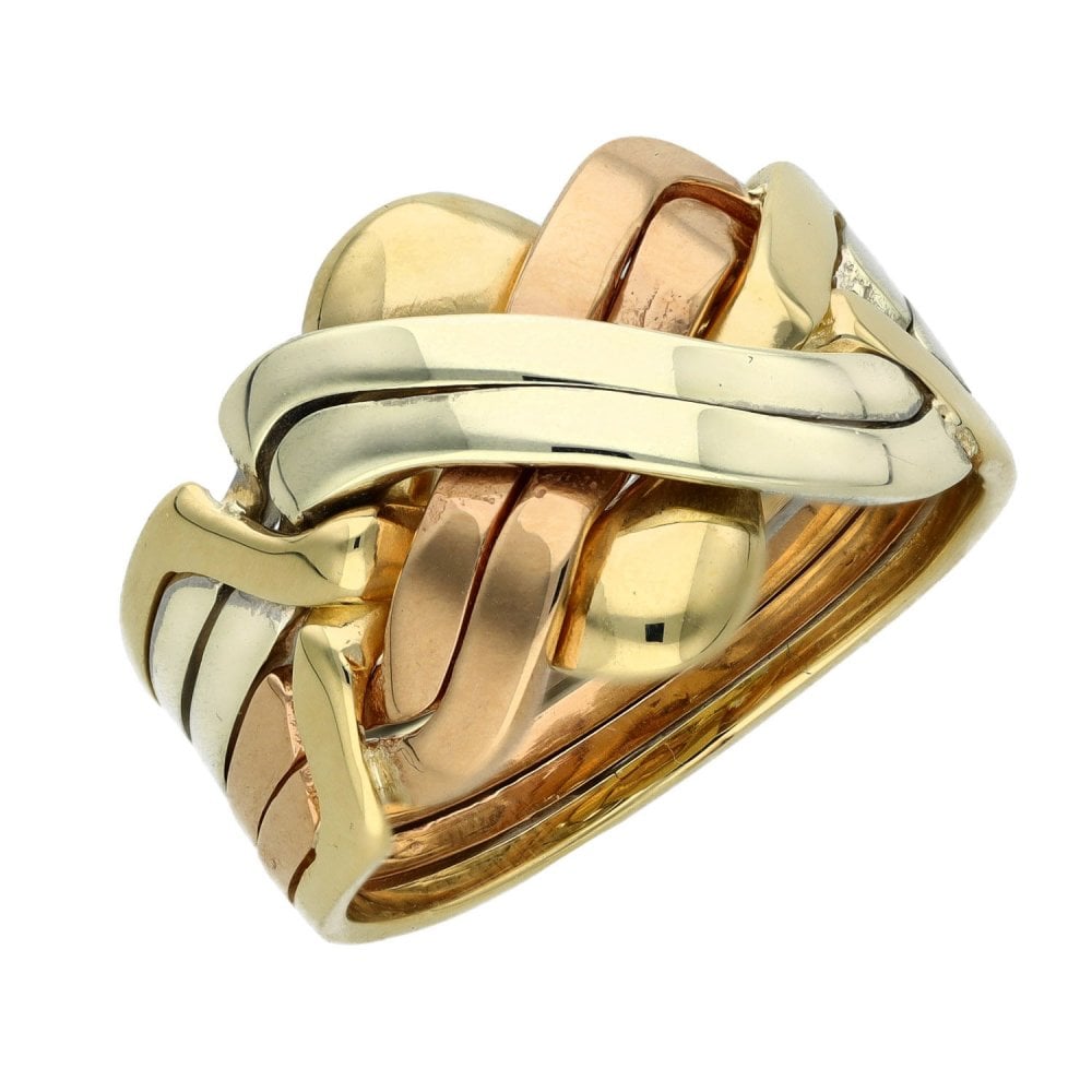 Gents 9ct Multi-Tone Gold Puzzle Ring - Size X