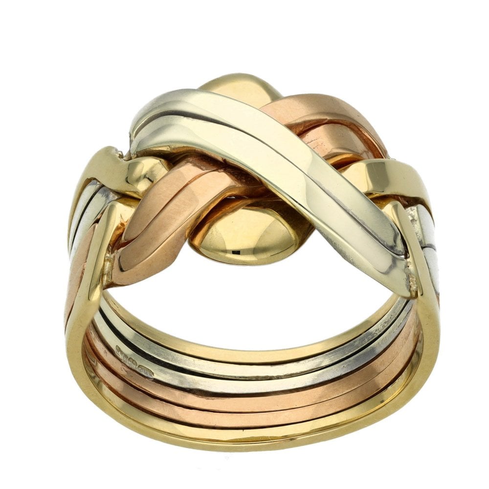 Gents 9ct Multi-Tone Gold Puzzle Ring - Size X