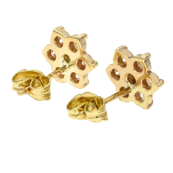 Ladies 9ct Yellow Gold Diamond Cluster Earrings - 1.00ct