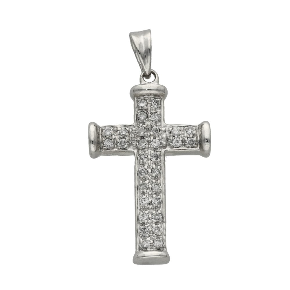 Ladies 18ct White Gold Diamond Cross Pendant - 0.50ct - 5.6g