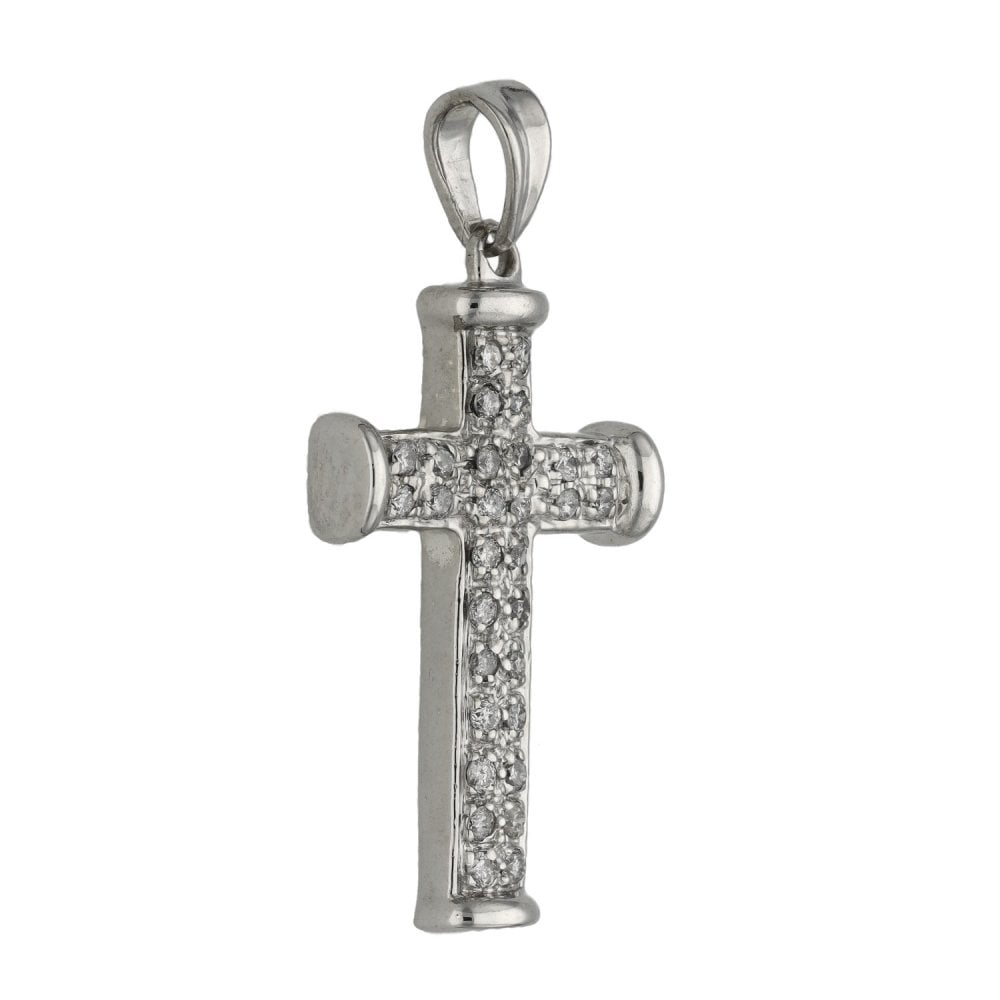 Ladies 18ct White Gold Diamond Cross Pendant - 0.50ct - 5.6g