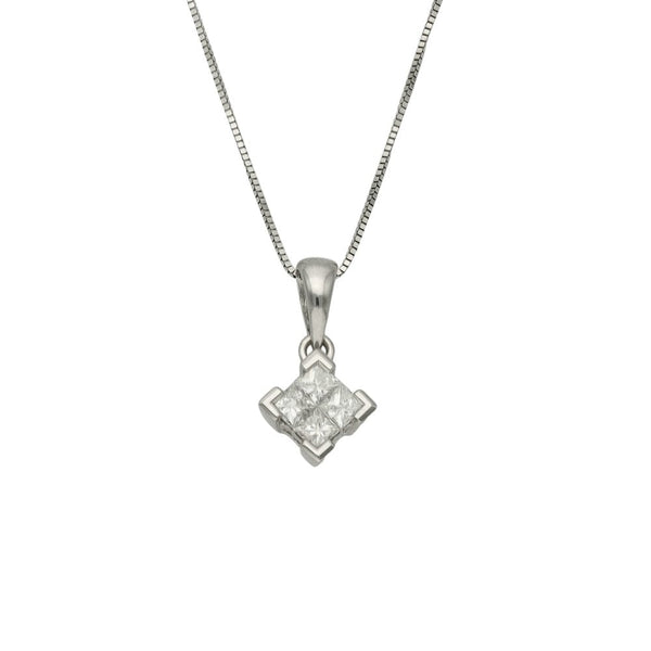 Ladies 18ct White Gold Diamond Pendant & Chain - 0.33ct - 17"