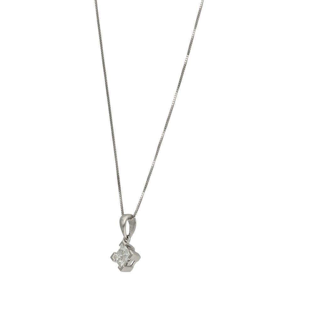 Ladies 18ct White Gold Diamond Pendant & Chain - 0.33ct - 17"