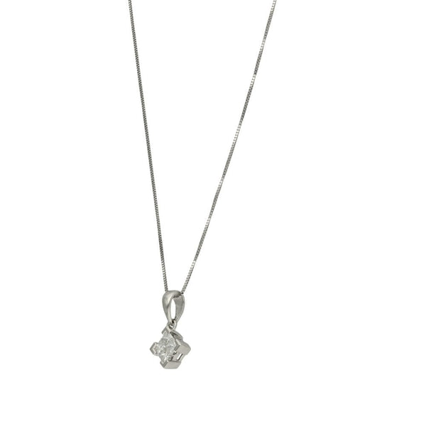 Ladies 18ct White Gold Diamond Pendant & Chain - 0.33ct - 17"
