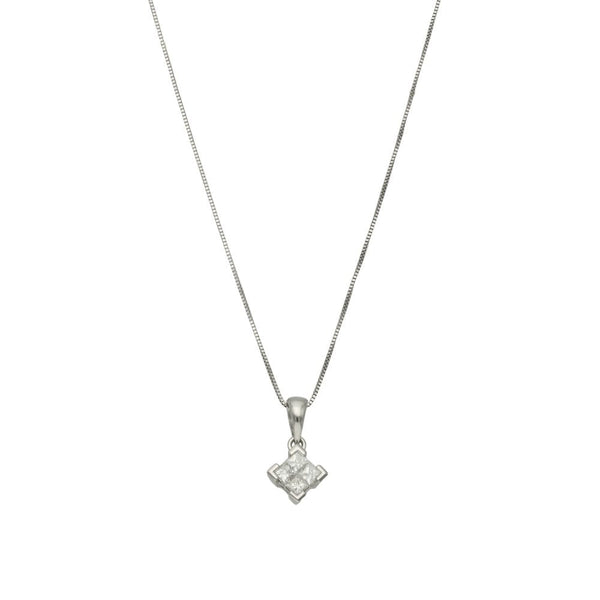 Ladies 18ct White Gold Diamond Pendant & Chain - 0.33ct - 17"