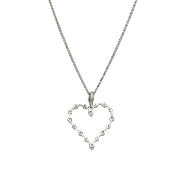 Ladies 18ct White Gold Diamond Heart Pendant & Chain - 0.50ct