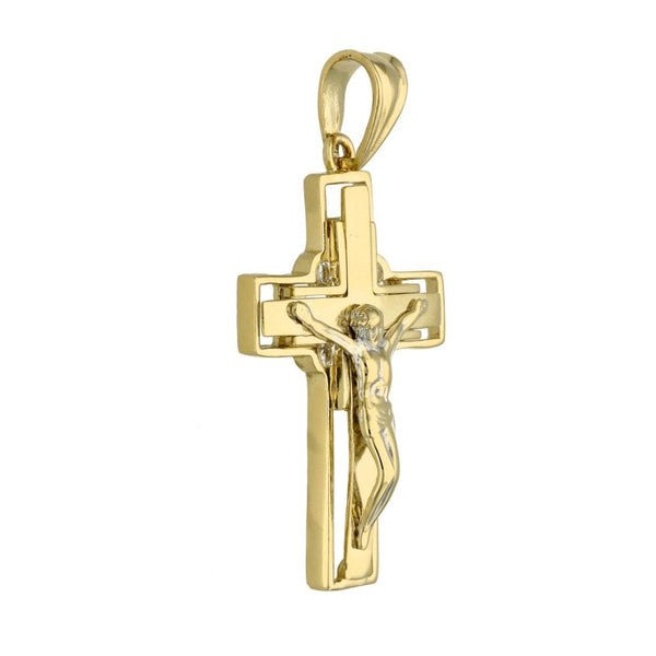 Ladies 14ct Yellow Gold Cubic Zirconia Crucifix Pendant - 5.5g