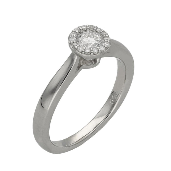 Ladies 18ct White Gold Diamond Halo Ring - Size K - 0.35ct