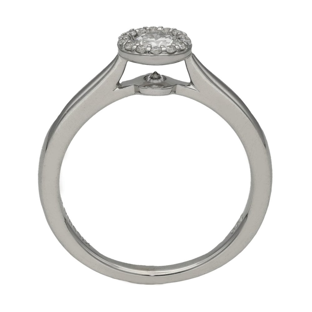 Ladies 18ct White Gold Diamond Halo Ring - Size K - 0.35ct