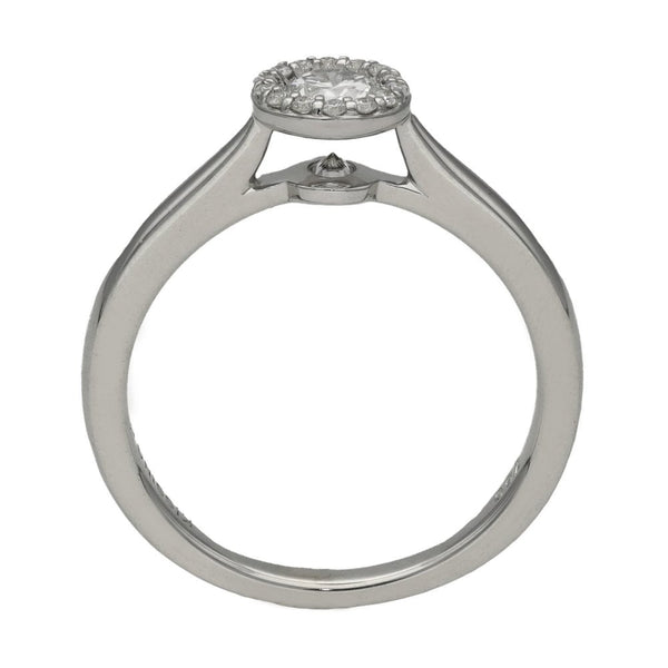 Ladies 18ct White Gold Diamond Halo Ring - Size K - 0.35ct