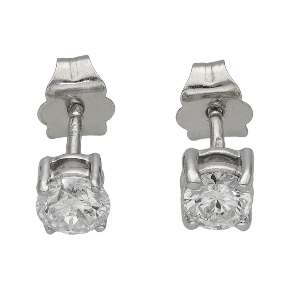 18ct White Gold 0.75ct Certified Diamond Stud Earrings - E-F/VS