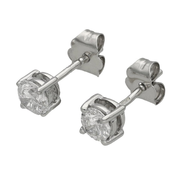 18ct White Gold 0.75ct Certified Diamond Stud Earrings - E-F/VS