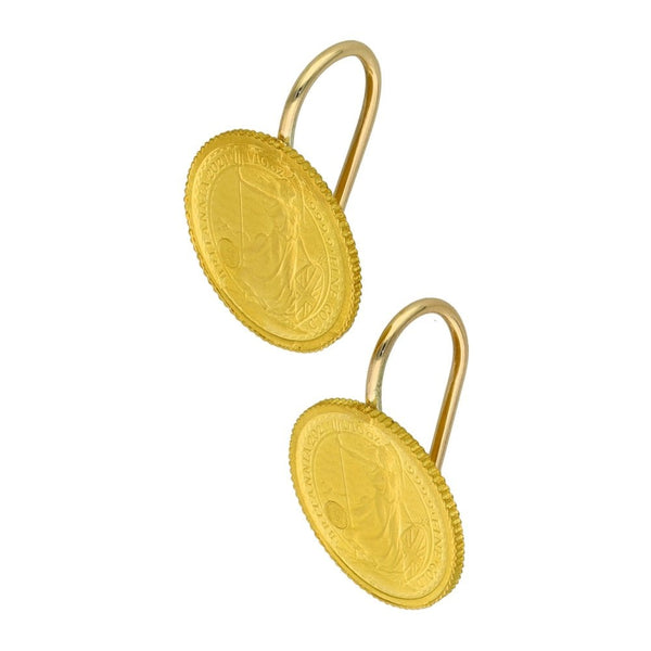 Ladies Yellow Gold 1/10th Britannia 2021 Coin Earrings - 7.3g