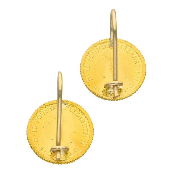 Ladies Yellow Gold 1/10th Britannia 2021 Coin Earrings - 7.3g