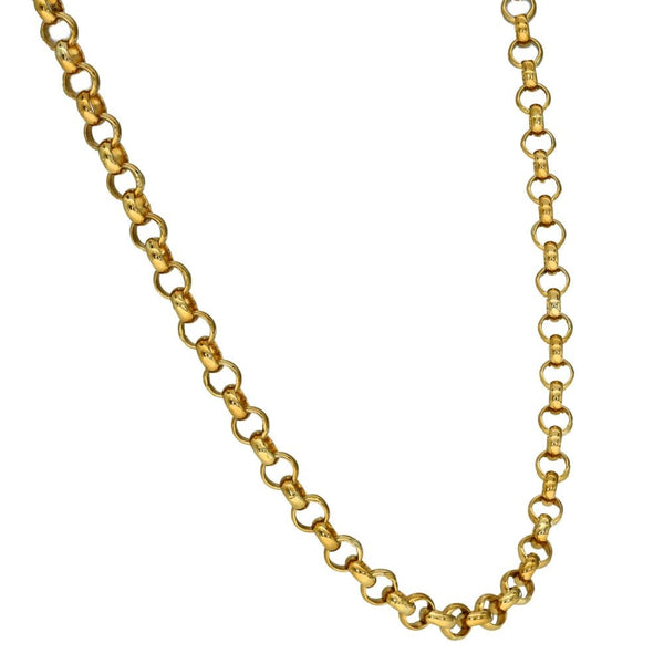 Gents 9ct Yellow Gold Round Belcher Chain - 22" - 19.3g