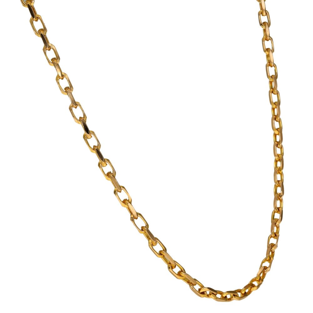 9ct Yellow Gold Oval File Trace Chain - 18" - 9.7g