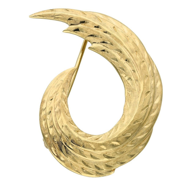 9ct Yellow Gold Leaf Brooch - 37x33mm - 7.6g