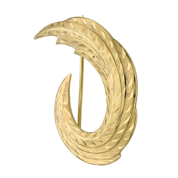9ct Yellow Gold Leaf Brooch - 37x33mm - 7.6g
