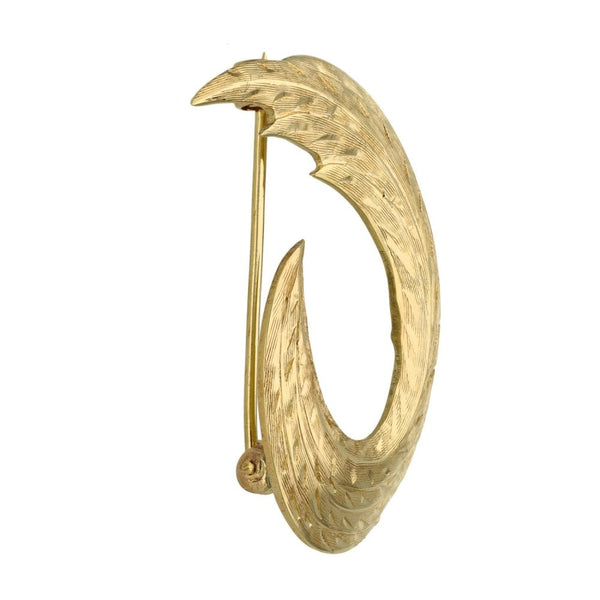 9ct Yellow Gold Leaf Brooch - 37x33mm - 7.6g