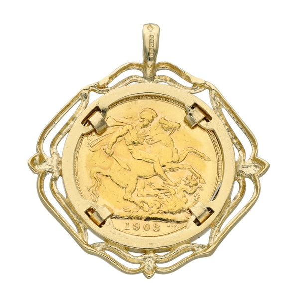 1903 Yellow Gold Full Sovereign Coin Pendant - 13.6g