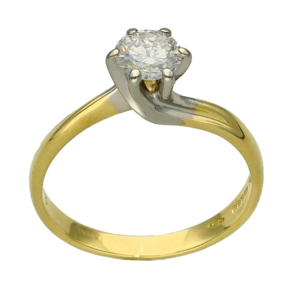 Ladies 18ct Yellow Gold 0.54ct Diamond Solitaire Ring - Size M