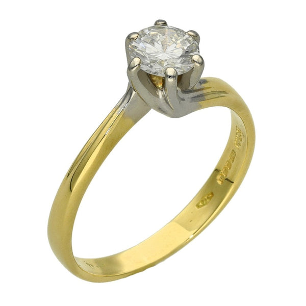 Ladies 18ct Yellow Gold 0.54ct Diamond Solitaire Ring - Size M