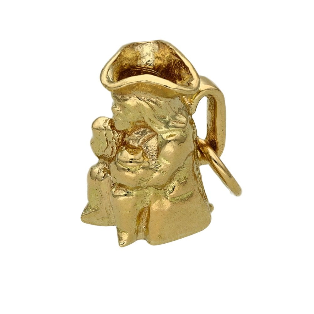 9ct Yellow Gold Toby Jug Charm - 9x15x12mm - 3.4g