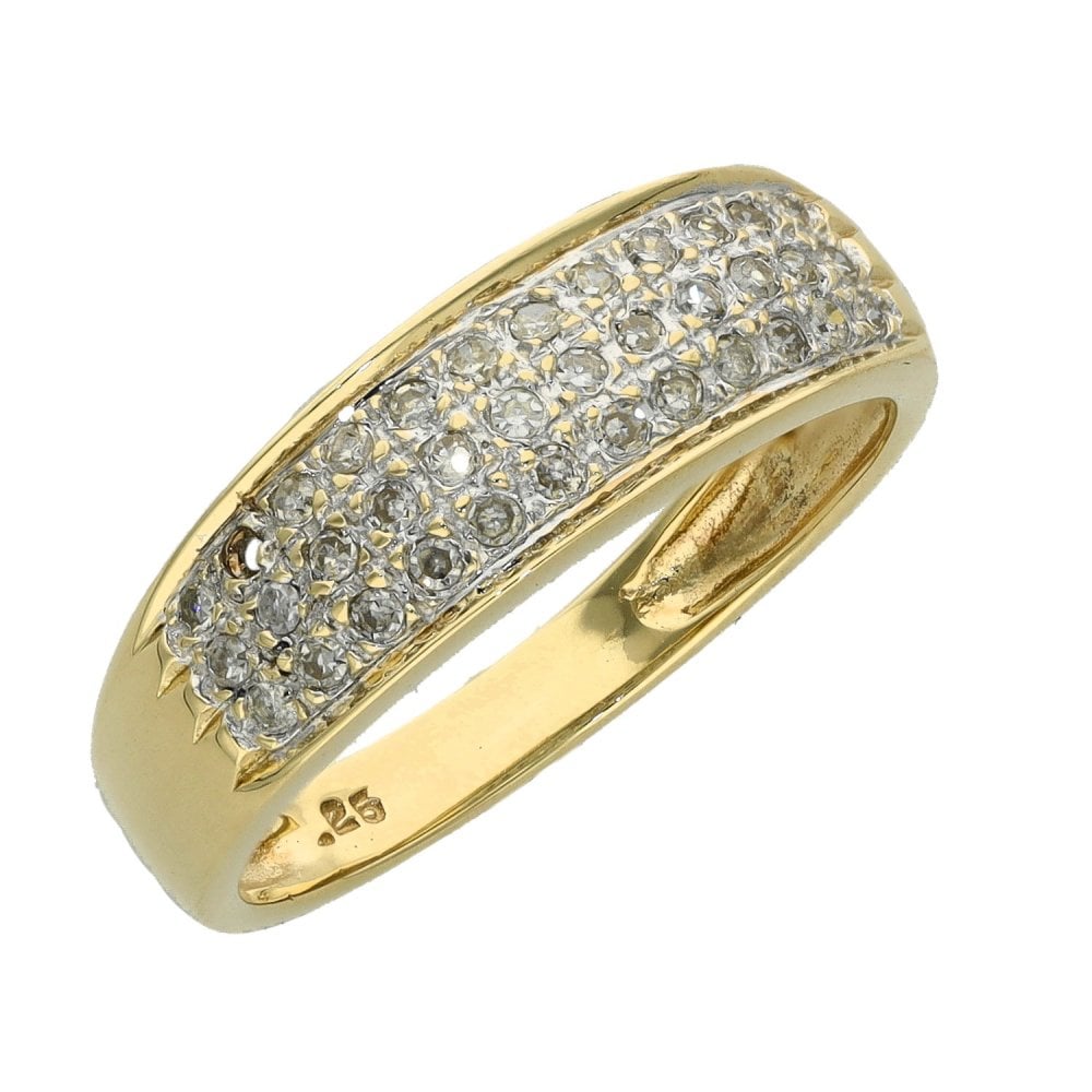 Ladies 9ct Yellow Gold Diamond Ring - Size O - 0.25ct