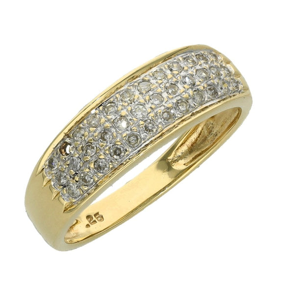 Ladies 9ct Yellow Gold Diamond Ring - Size O - 0.25ct