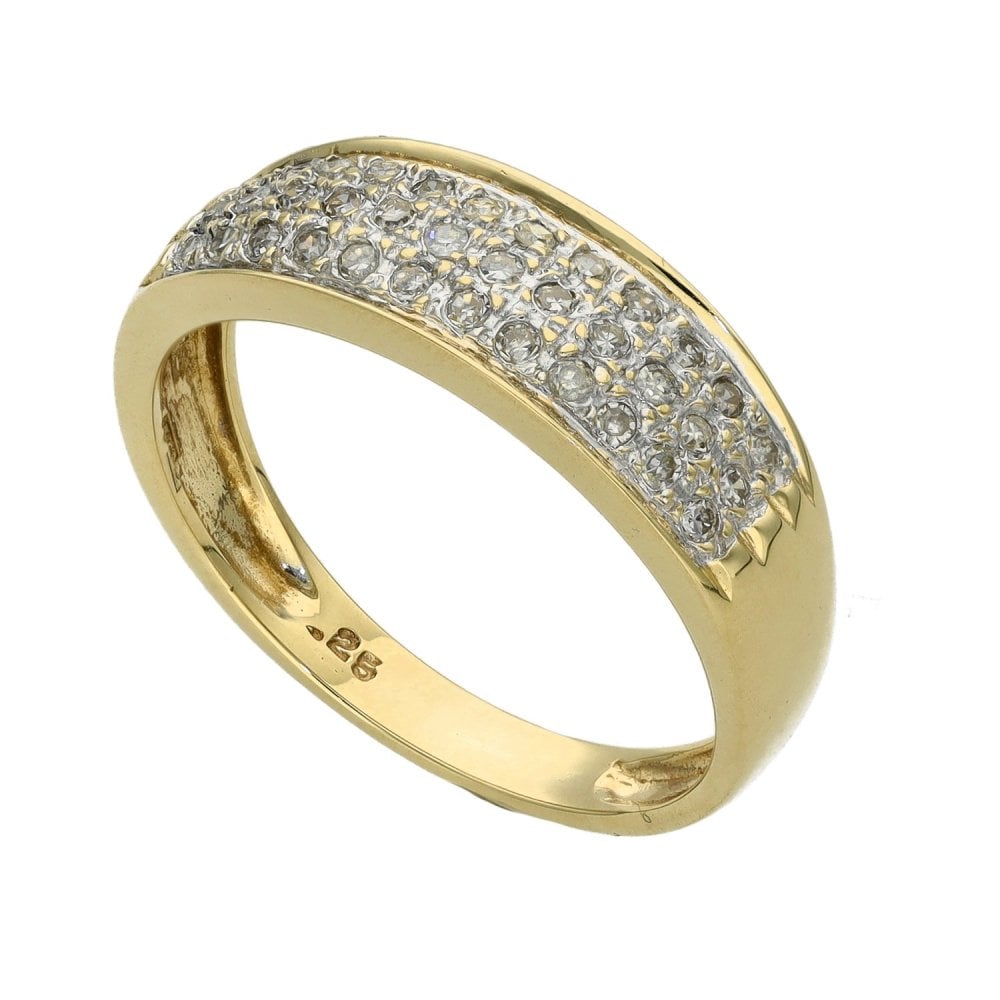 Ladies 9ct Yellow Gold Diamond Ring - Size O - 0.25ct