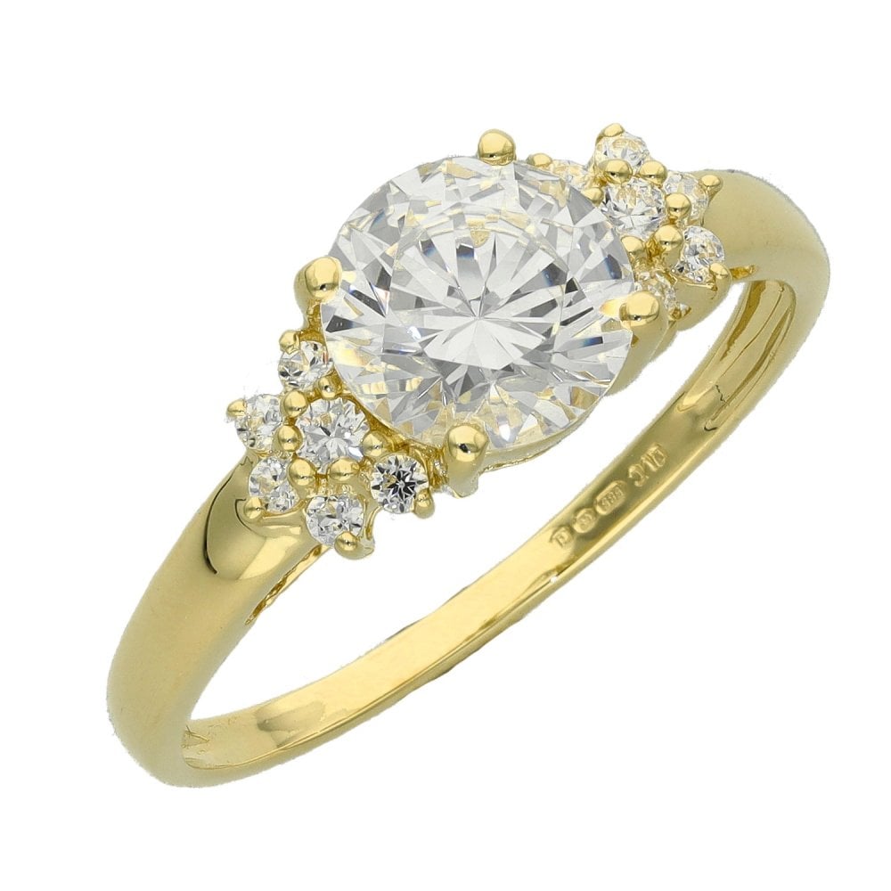 Ladies 14ct Yellow Gold Cubic Zirconia Dress Ring - Size U
