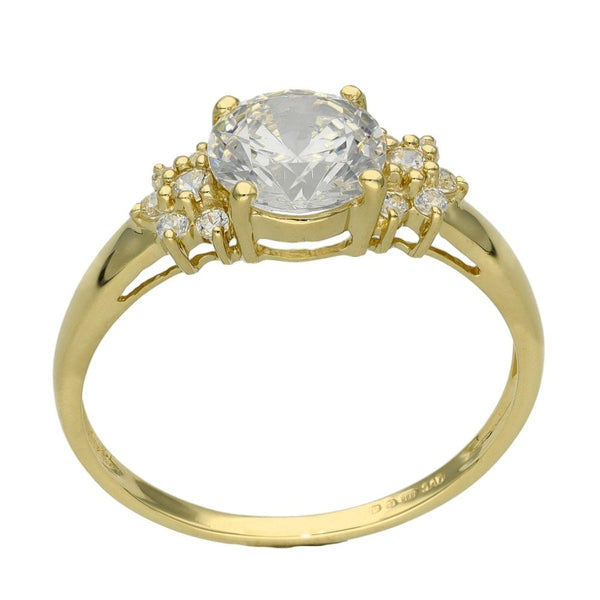 Ladies 14ct Yellow Gold Cubic Zirconia Dress Ring - Size U