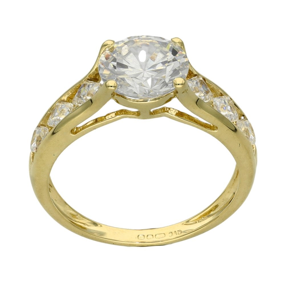 Ladies 9ct Yellow Gold Cubic Zirconia Dress Ring - Size N