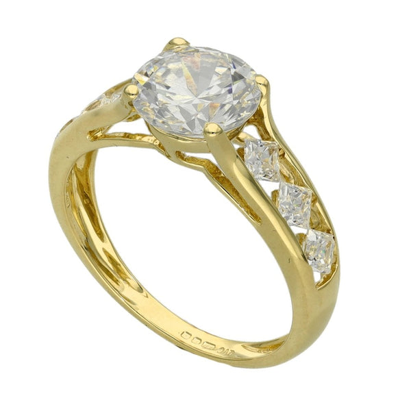 Ladies 9ct Yellow Gold Cubic Zirconia Dress Ring - Size N