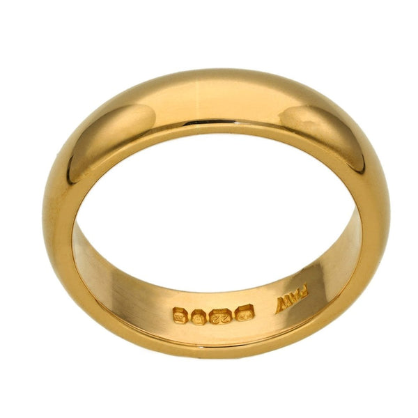 Gents 22ct Yellow Gold Wedding Ring - 6mm - Size Q½