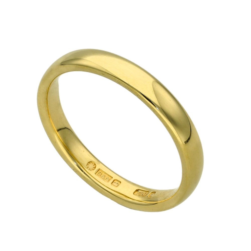 Ladies 18ct Yellow Gold Wedding Band - 3mm - Size J