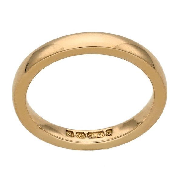 Ladies 9ct Rose Gold Wedding Band - 3mm - Size K
