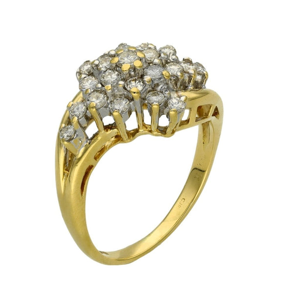 Ladies 18ct Yellow Gold Diamond Cluster Ring - 0.50ct