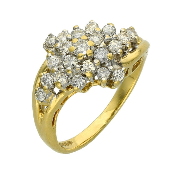 Ladies 18ct Yellow Gold Diamond Cluster Ring - 0.50ct