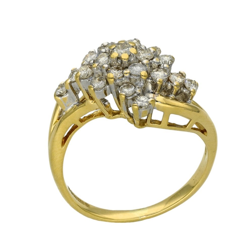 Ladies 18ct Yellow Gold Diamond Cluster Ring - 0.50ct