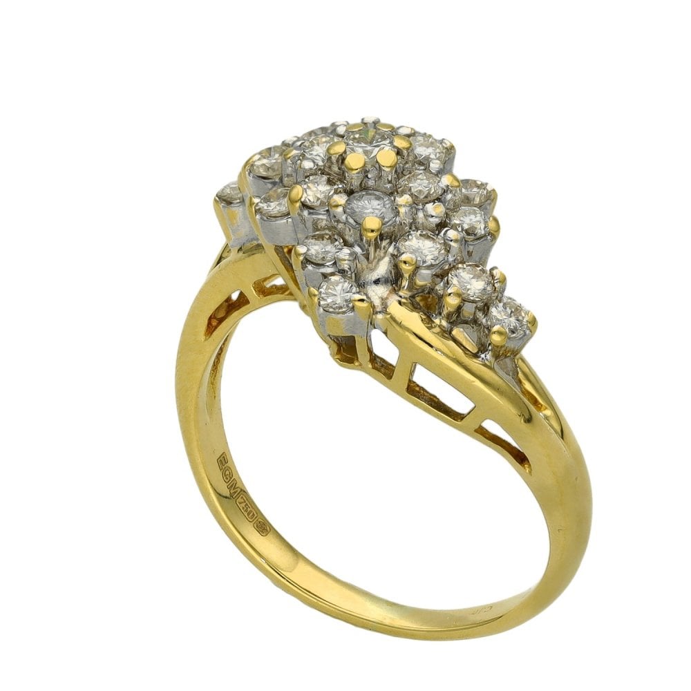 Ladies 18ct Yellow Gold Diamond Cluster Ring - 0.50ct