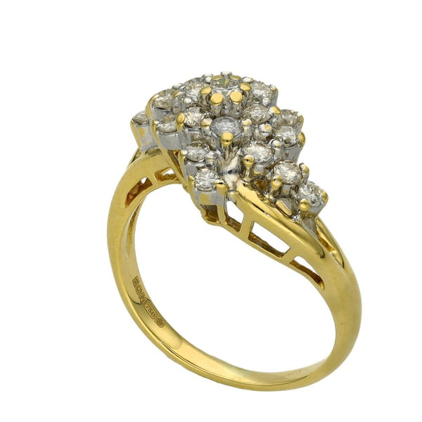 Ladies 18ct Yellow Gold Diamond Cluster Ring - 0.50ct