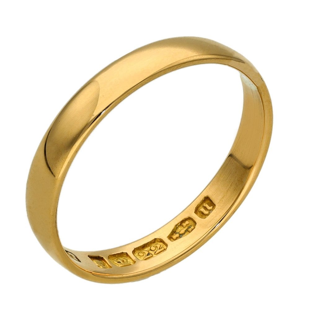 Ladies 22ct Yellow Gold Wedding Band - 3mm - Size O½