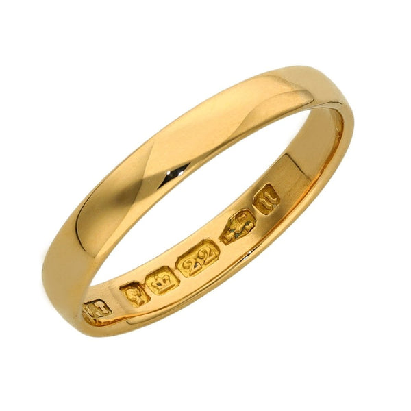 Ladies 22ct Yellow Gold Wedding Band - 3mm - Size O½
