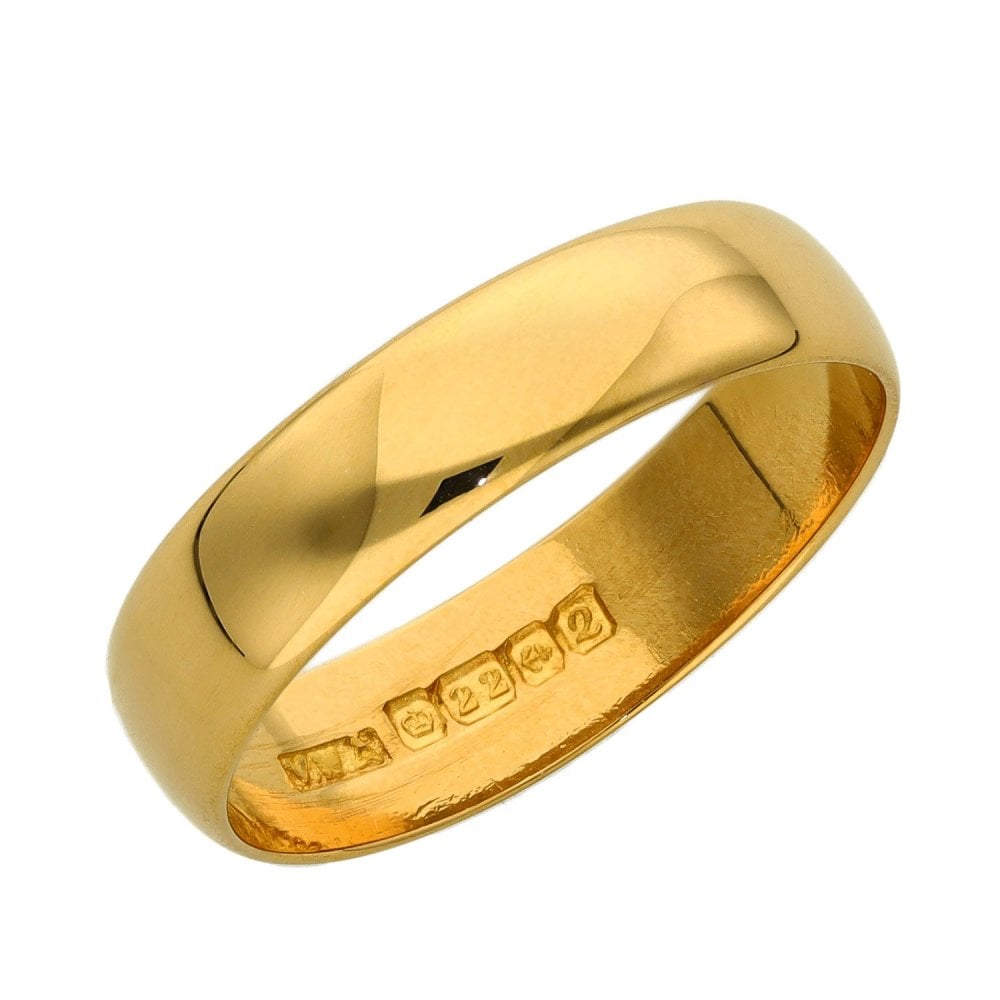 Gents 22ct Yellow Gold 5mm Wedding Band - Size Q